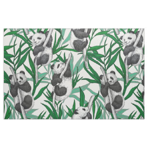 Panda cubs on fabric