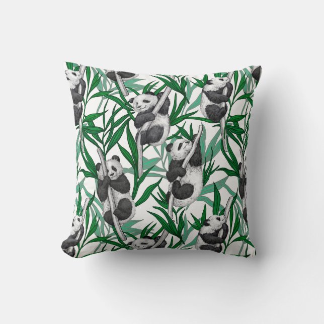 Panda cubs on throw pillow (Front)
