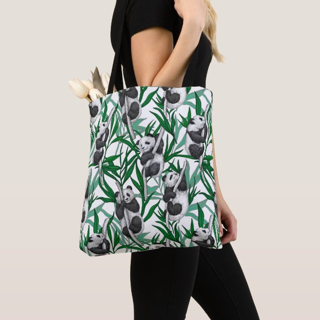 Panda cubs on tote bag (Close Up)