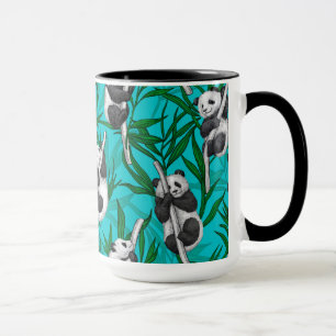 Panda cubs on turquoise mug