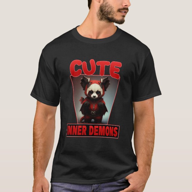 Panda Cute Inner Demons Devil Costume Pandas T-Shirt (Front)