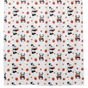 Panda cute with strawberry