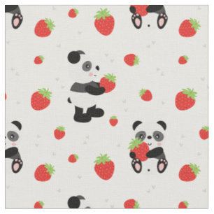 Panda cute with strawberry fabric