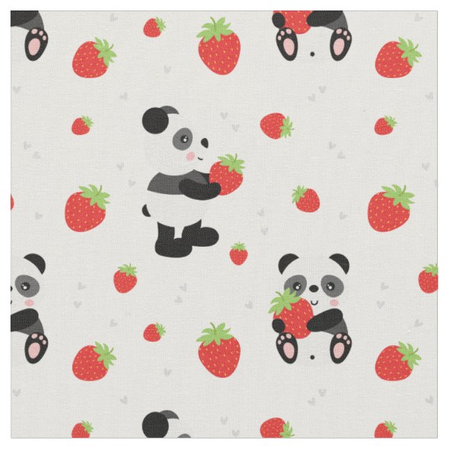 Panda cute with strawberry fabric (Close Up)