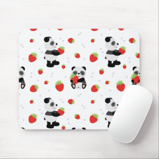 Panda cute with strawberry mouse pad