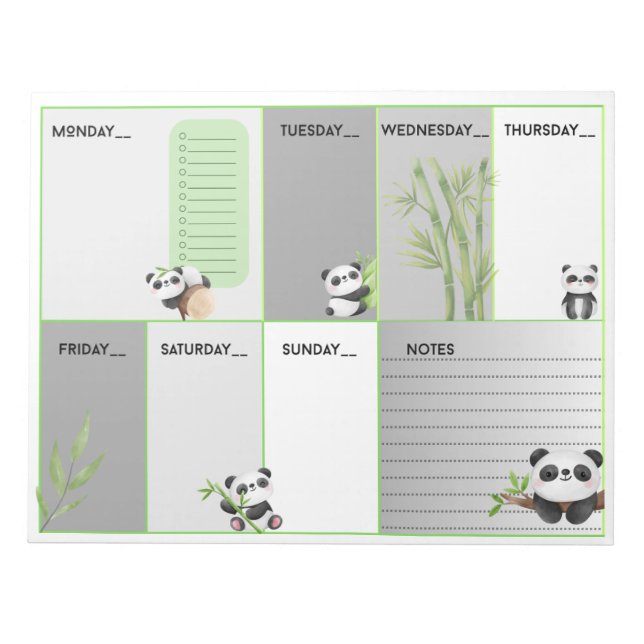 Panda cutie A4 weekly planner Notepad (Front)
