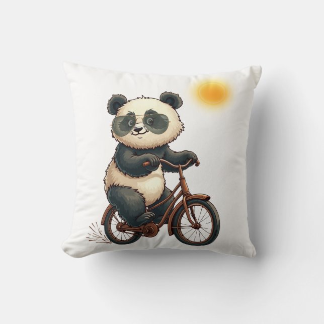 Panda cycling throw pillow (Front)