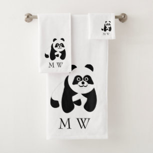 Panda Design Monogrammed Bath Towel Set