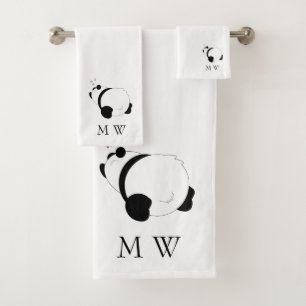 Panda Design Monogrammed Bath Towel Set