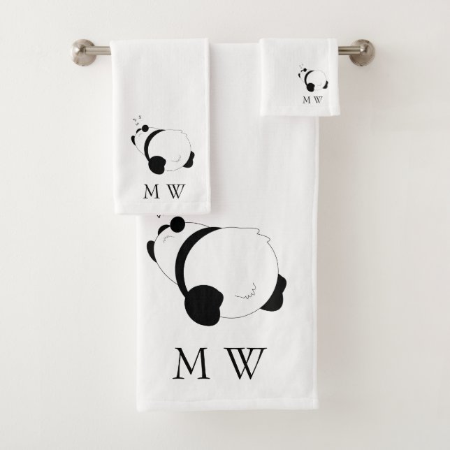 Panda Design Monogrammed Bath Towel Set (Insitu)