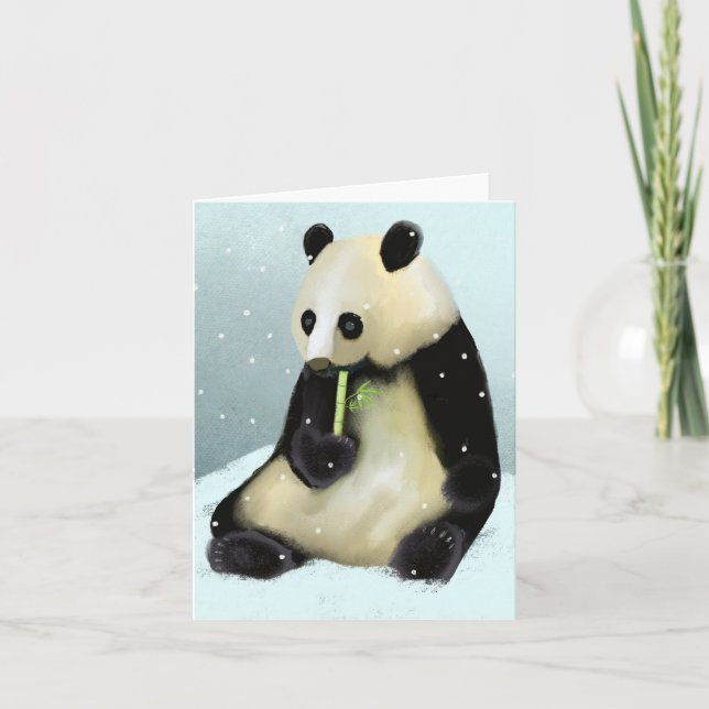 Panda d'hiver doux en Snow BLANK Carte de voeux (Devant)