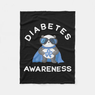 Panda Diabetic Type 1 Diabetes Awareness Support K Fleece Blanket