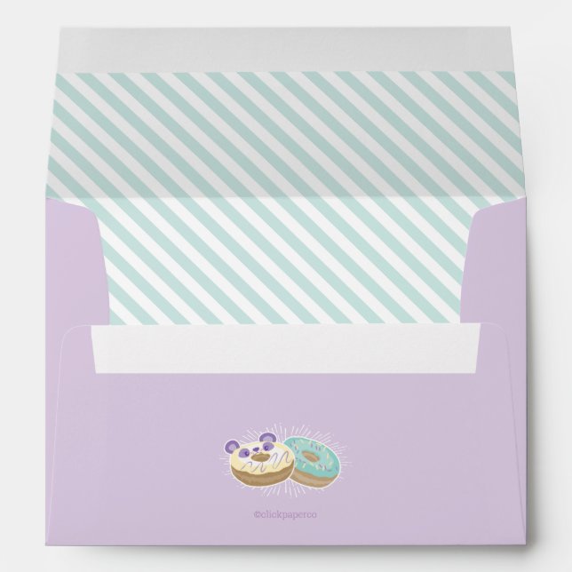 Panda Doughnut Bakery Purple with Green Stripes Envelope (Back (Bottom))
