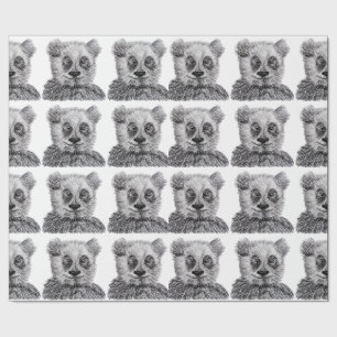 Panda Drawing  Matte Wrapping Paper, 30 in x 6 ft Paper