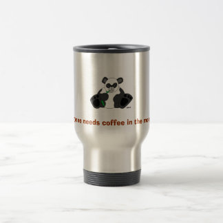 panda_drawing_st5, Everyone needs coffee in the... Travel Mug
