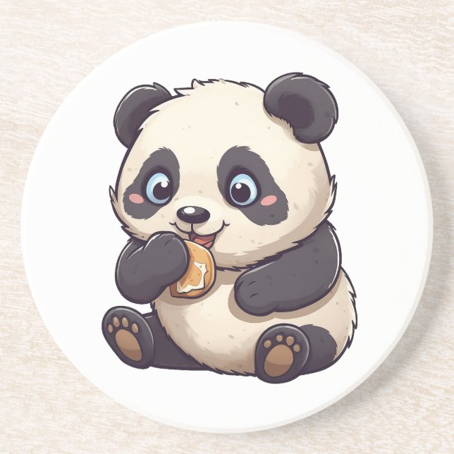Panda eating a cookie coaster (Front)
