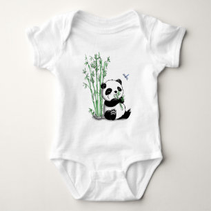 Panda Eating Bamboo Baby Bodysuit
