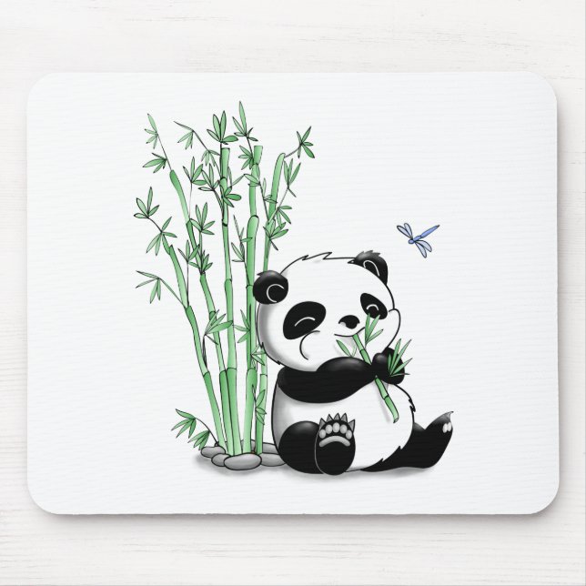 Panda Eating Bamboo Mouse Pad (Front)