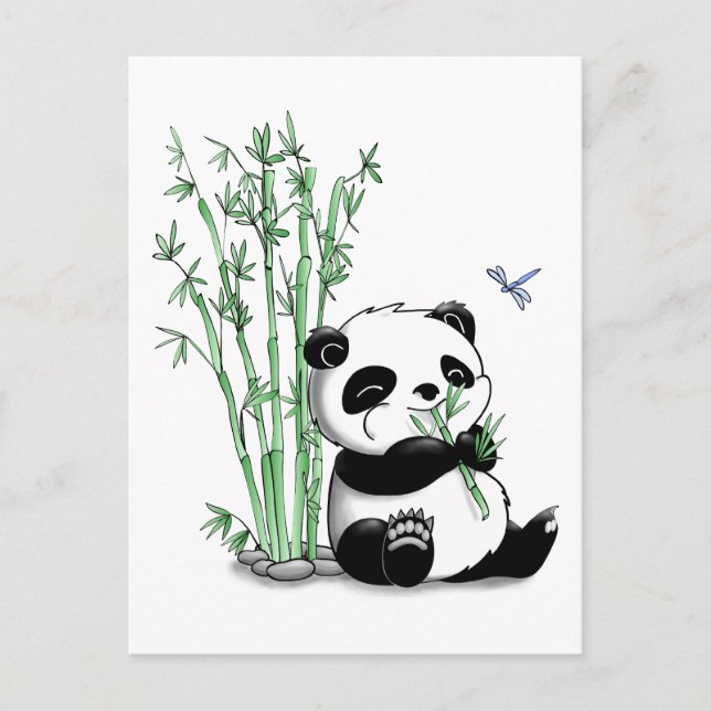 Panda Eating Bamboo Postcard (Front)
