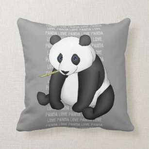 Panda Eating Bamboo Throw Pillow