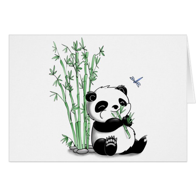 Panda Eating Bamboo (with customizable background) (Front Horizontal)