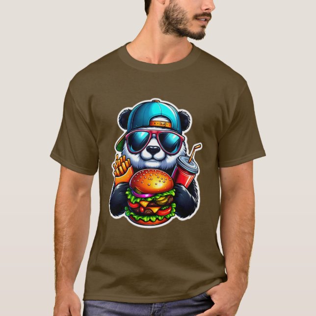 PANDA EATING CHEESEBURGER 4 T-Shirt (Front)
