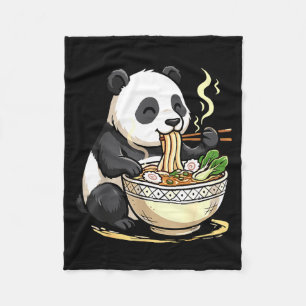 Panda Eating Funny Ramen Noodles Fleece Blanket