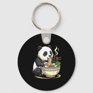 Panda Eating Funny Ramen Noodles Keychain