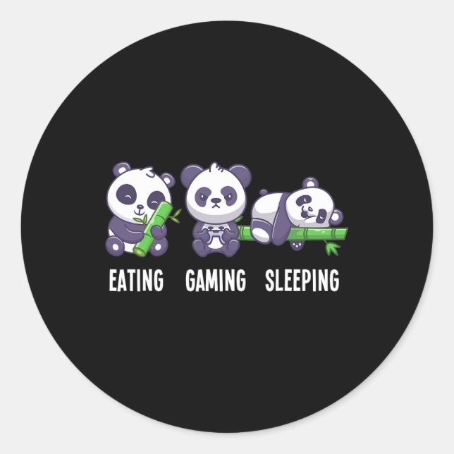 Panda Eating Gaming Sleeping For Multiplayer Game  Classic Round Sticker (Front)