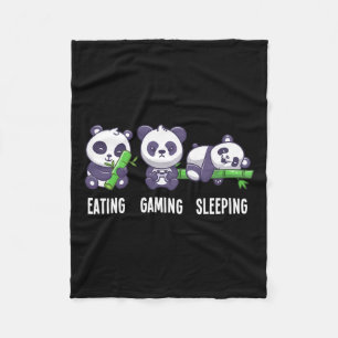 Panda Eating Gaming Sleeping For Multiplayer Game  Fleece Blanket