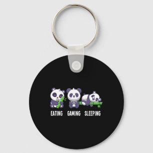 Panda Eating Gaming Sleeping For Multiplayer Game Keychain
