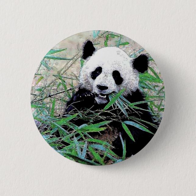 Panda Eating Leaves 2 Inch Round Button (Front)