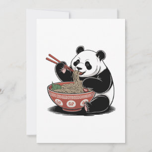 Panda Eating Ramen Japanese Retro Ukiyo-e Style Invitation