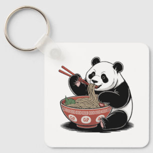 Panda Eating Ramen Japanese Retro Ukiyo-e Style Keychain
