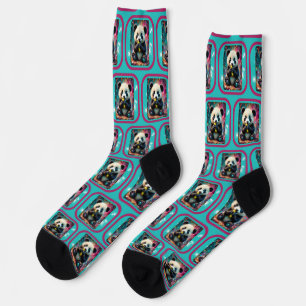 Panda eats a pickle socks
