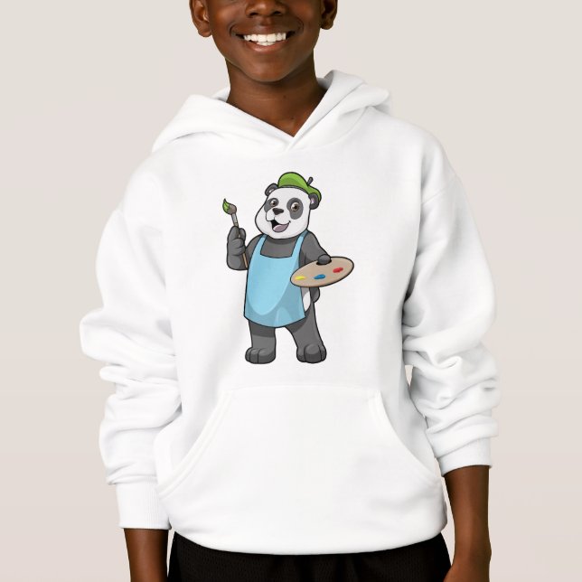 Panda en peintre avec pinceau et couleur (Devant)
