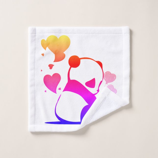 panda en rose (Gant de toilette)