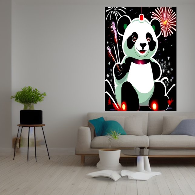 Panda et feu d'artifice | AI Art Poster (Créateur téléchargé)