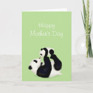Panda et petit carte de fête des mères