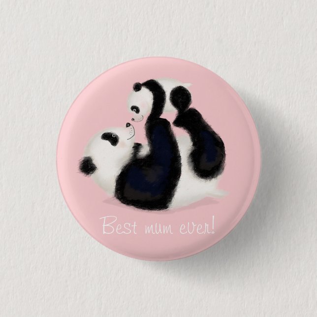 Panda et petit "Meilleure maman jamais" badge (Devant)