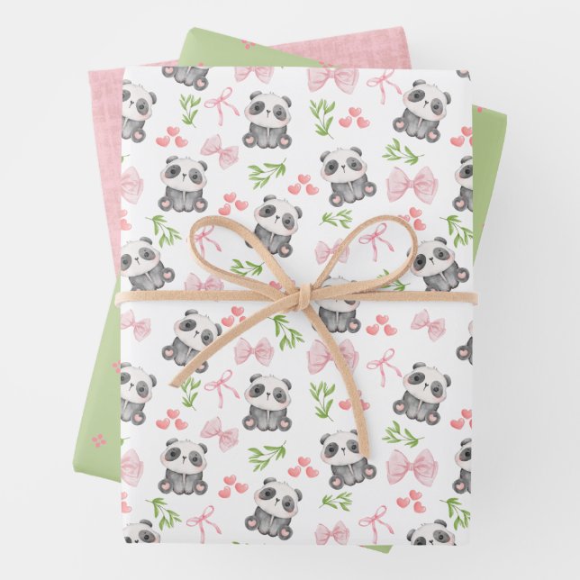 Panda et vaches Enveloppement de papier Plat Feuil (En situation)