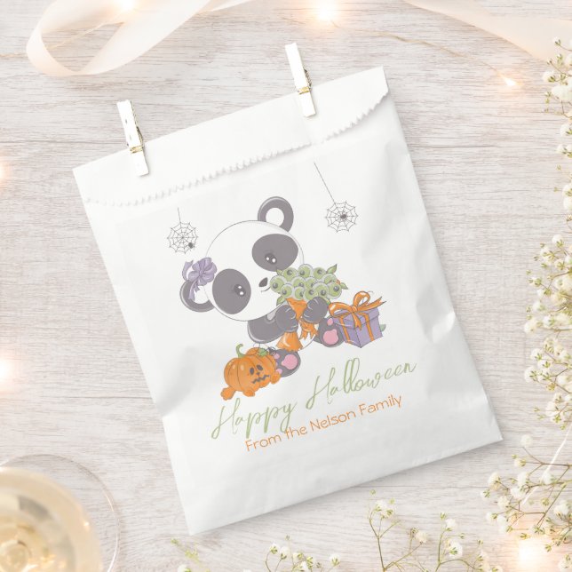 Panda & Eyeball Bouquet Happy Halloween Favour Bag (Clipped)
