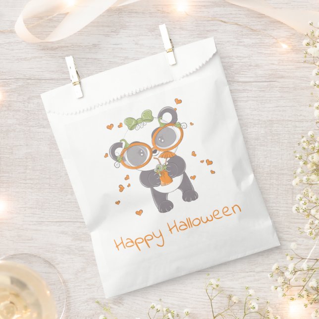 Panda Eyeball Drink Hearts Happy Halloween Favour Bag (Clipped)