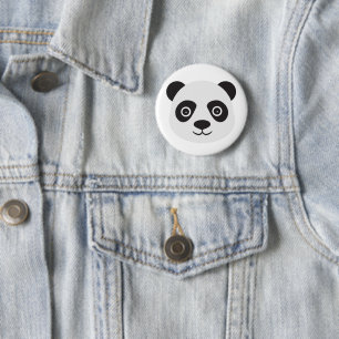 Panda Face Black and White Bear 2 Inch Round Button