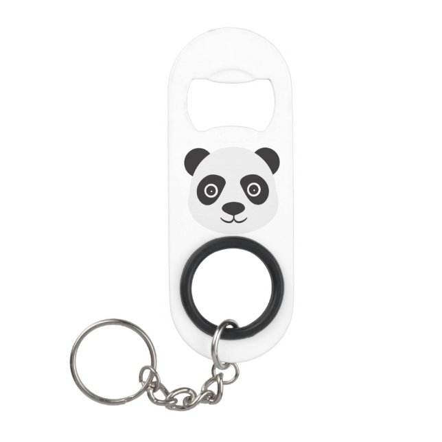Panda Face Black and White Bear Keychain Bottle Opener (Front)