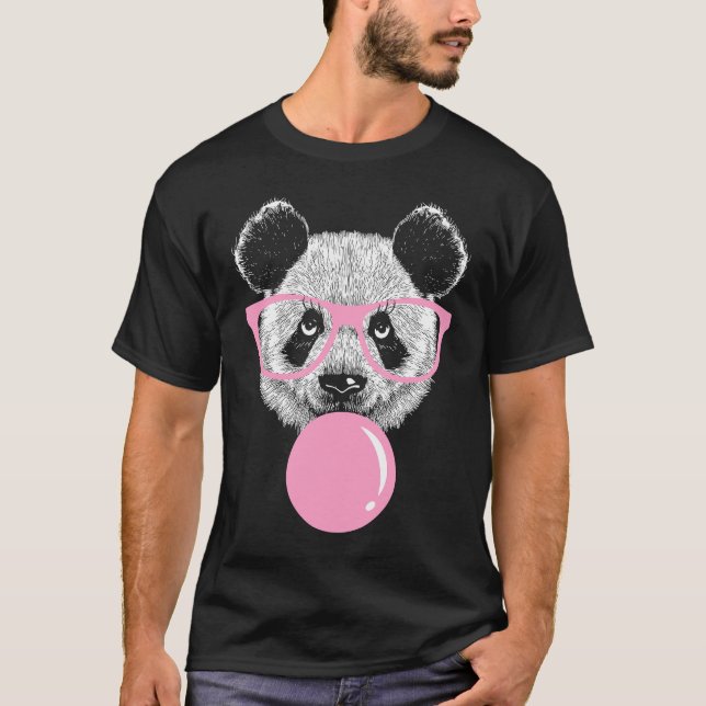 Panda Face Eating Gum And Makes A Bubble Tee Cute  (Front)