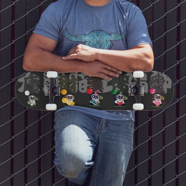 Panda face en colère 5 Dieux Skateboard (Extérieur 3)
