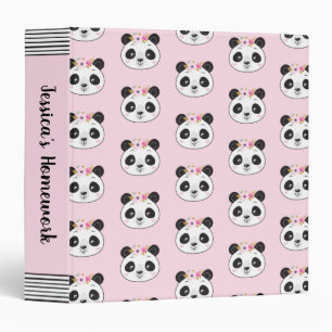 Panda Face Motif mignon rose Classeur de l'école