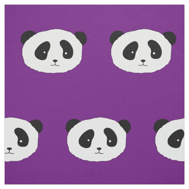 Panda face pattern purple fabric (Swatch)