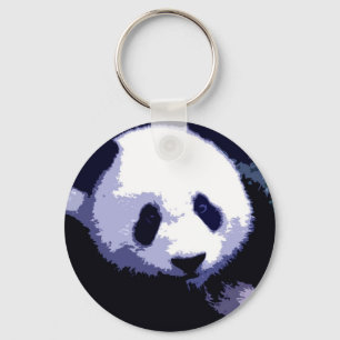Panda Face Pop Art Keychain